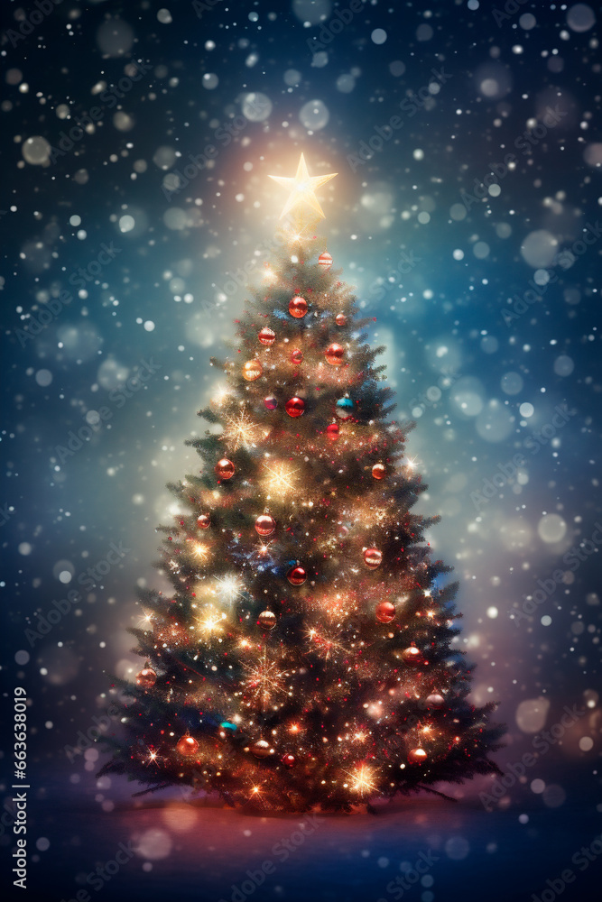 Christmas tree with garlands and decorations Christmas tree with garlands and decorations