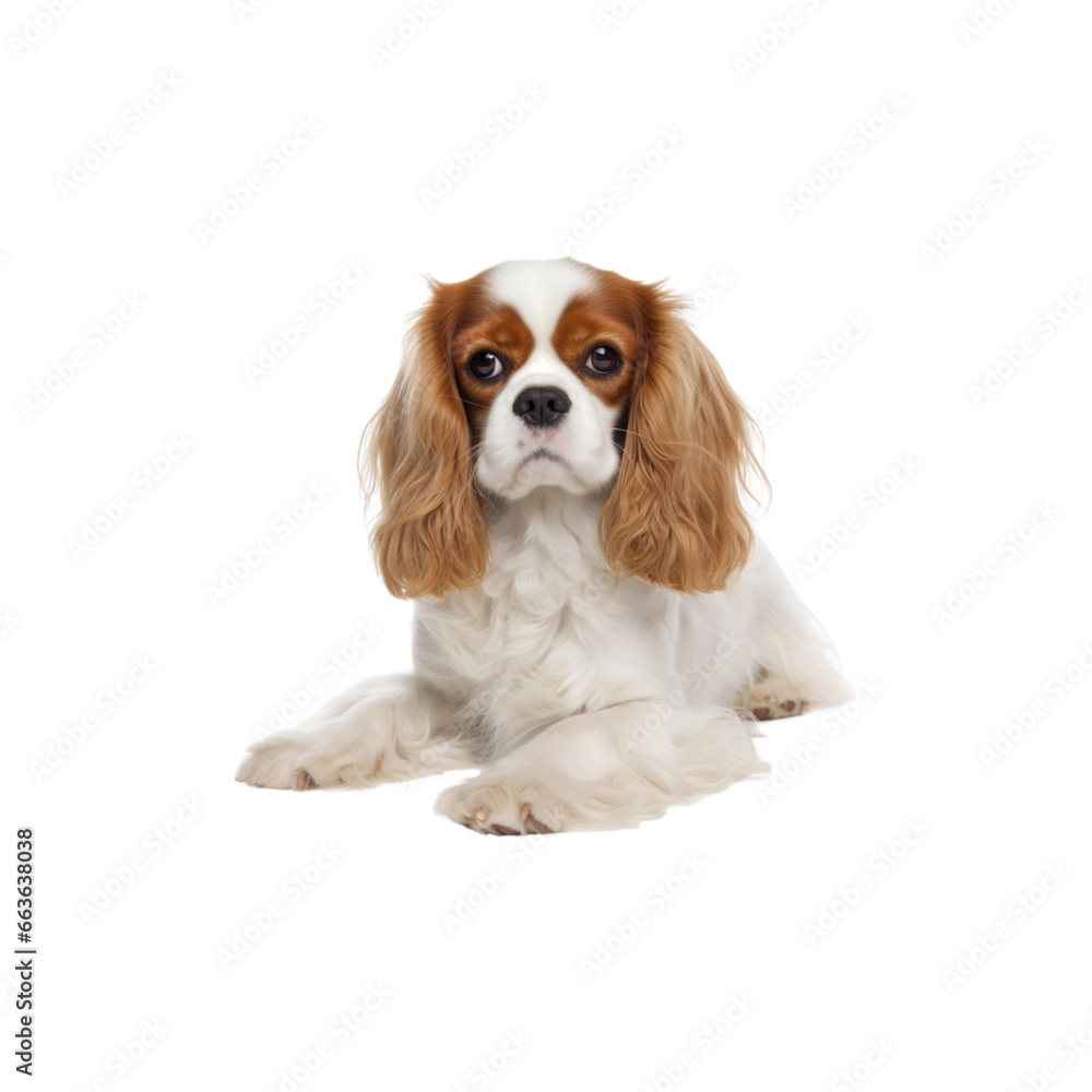 Cavalier King Charles Spaniel dog breed isolated no background 
