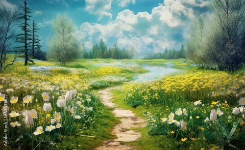 a meadow of wildflowers © jambulart