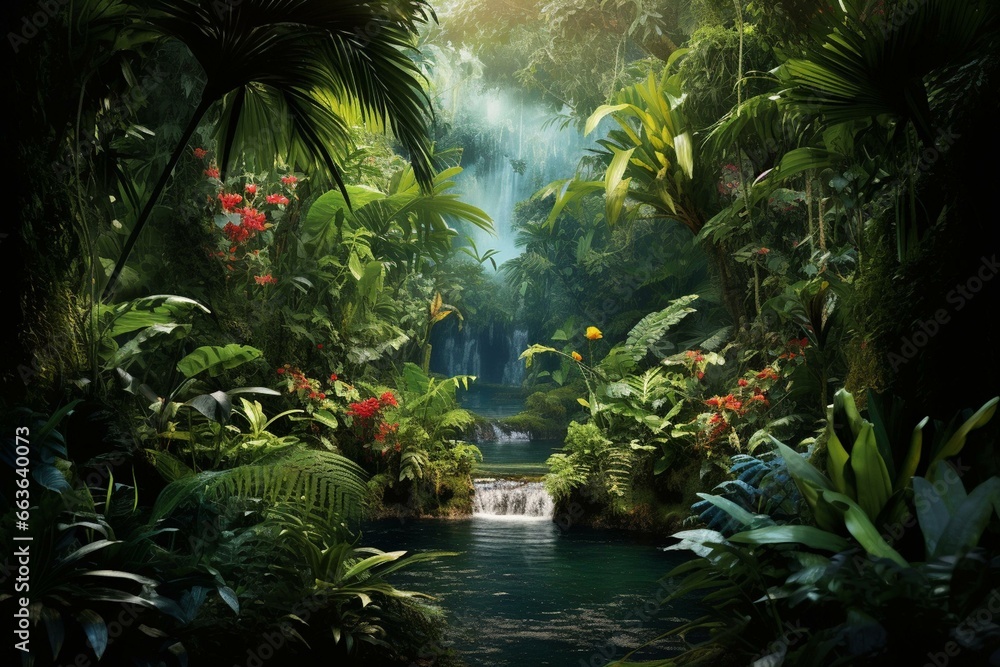 lush tropical jungle. Generative AI