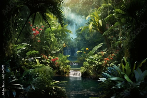 lush tropical jungle. Generative AI © Gabriela