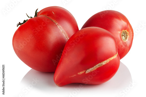 overripe tomato on a white background