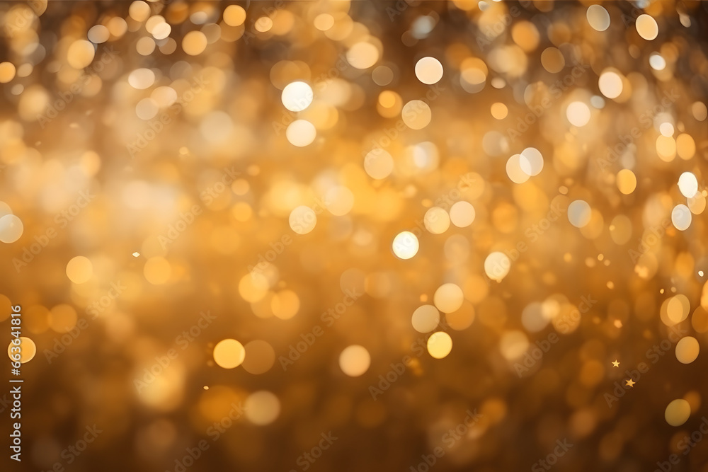 Abstract Golden Sparkling Background. Falling Glitter. Bokeh Light Christmas Sparkle Texture 