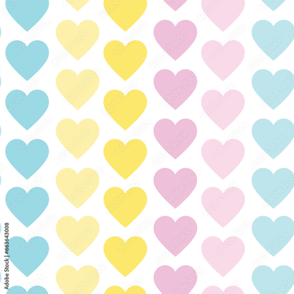 Valentine's day seamless heart pattern. Red love heart seamless pattern illustration. Cute romantic pink hearts background. print. Valentine's day holiday backdrop.