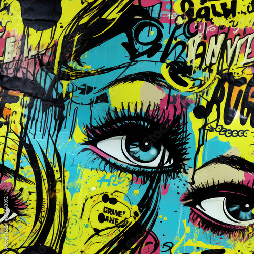 Graffiti funky rave grunge colorful repeat pattern