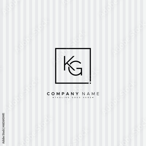 Abstract Letter KG Logo - Initial Monogram Template for Alphabet K and G
