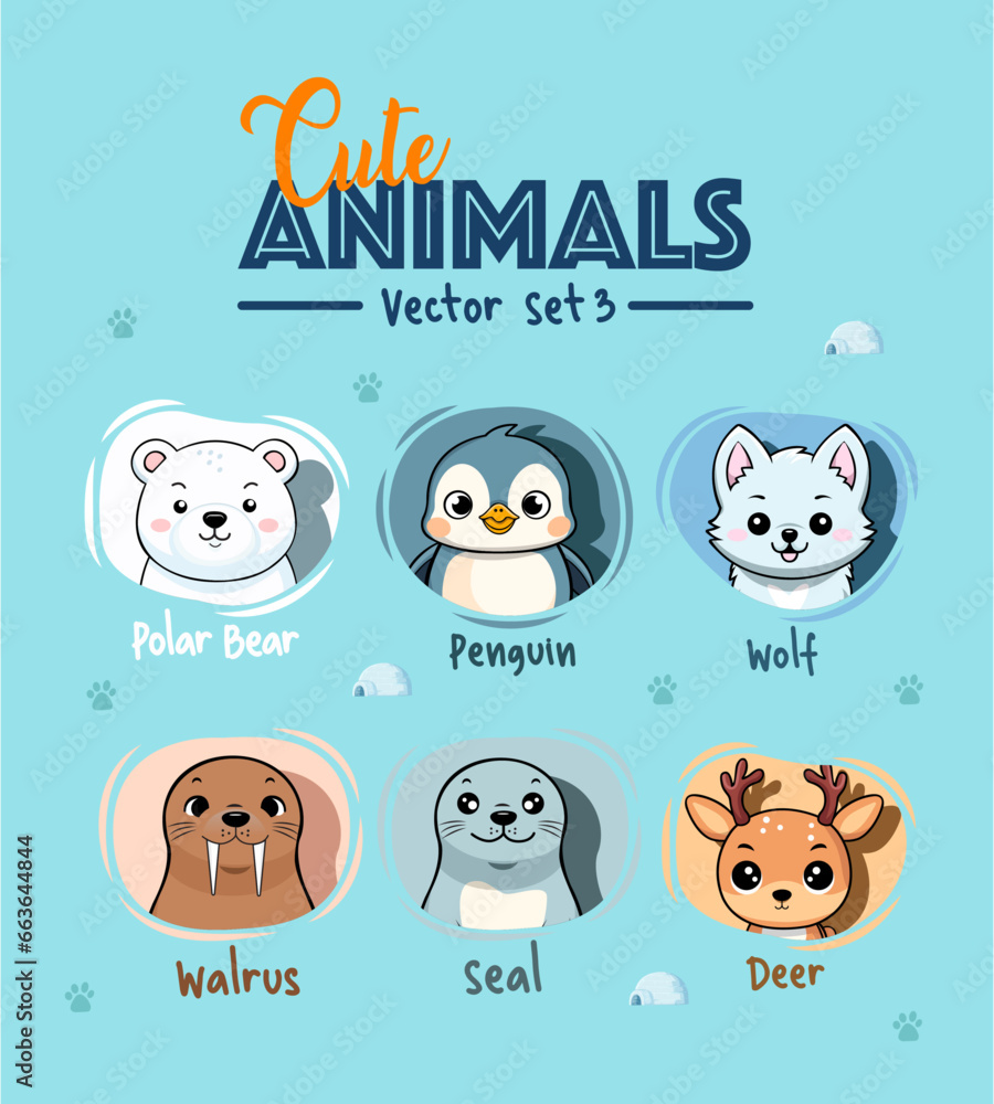 Cute Animals Vector Set 3. Clip Art Vector Cute Animals Vector Set 3. Clip Art Vector
