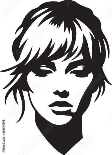 Gorgeous Girl Face Vector In Black