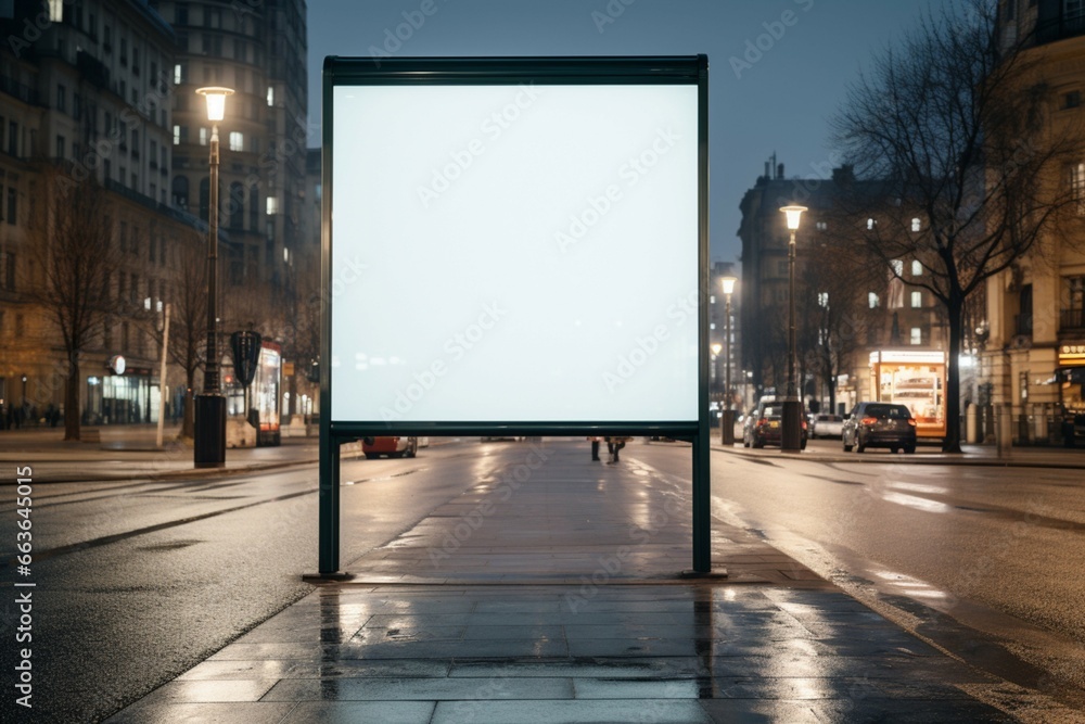 An empty light box, a canvas for advertising on a street corner - obrazy, fototapety, plakaty 