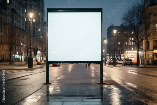 An empty light box, a canvas for advertising on a street corner