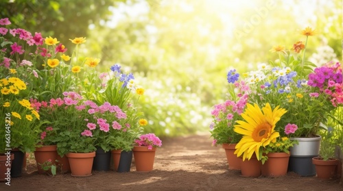 Garden Flowers and Plants Basking in the Warm Glow of Sunlight – Embodying the Essence of Gardening.