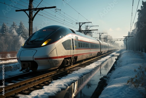 High speed express train races along the tracks, minimizing travel time