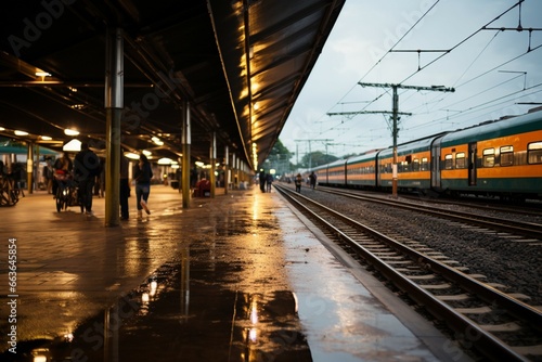 Railway station situated within a busy, urban environment