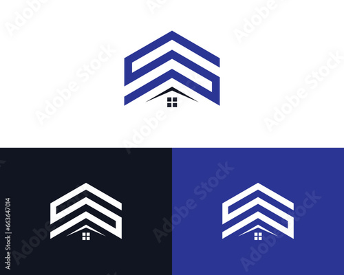 Letter 'S' House or Building Real Estate Logo Design Illustration Template