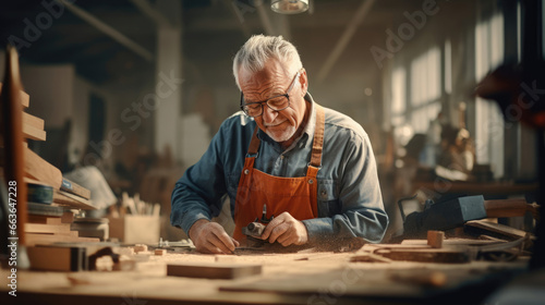 A grandpa demonstrating his impressive skills in carpentry