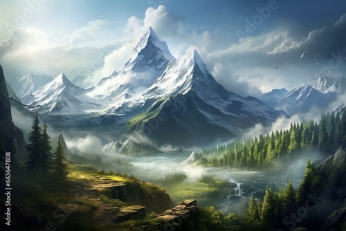 A beautiful image of a majestic mountain. Generative AI