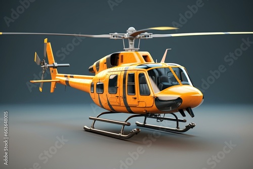 3D render of a civilian helicopter aircraft. Isolated concept illustration depicting aviation. Generative AI