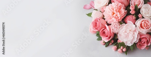 Fresh bunch of pink peonies and roses with copy space. © SAJEDA