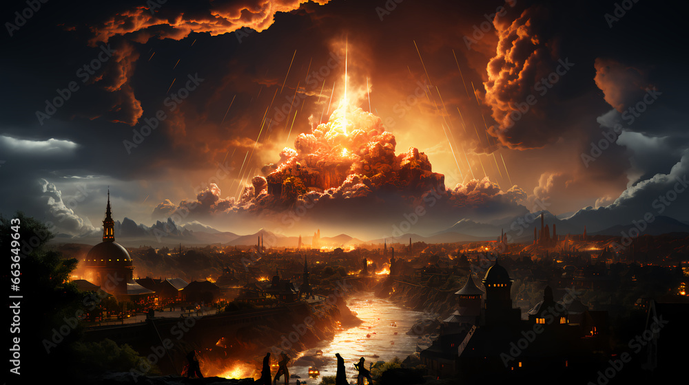 Mushroom of a nuclear explosion of a large powerful atomic bomb. Concept war and apocalypse end of the world Mushroom of a nuclear explosion of a large powerful atomic bomb. Concept war and apocalypse end of the world