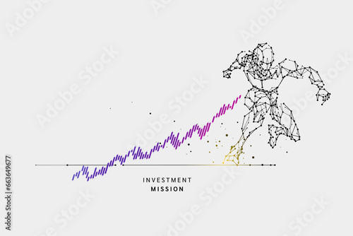 The particles, geometric art, lines, and dots of the robot moving action. conceptual of business starting and beginning. vector illustration.
- line stroke weight editable