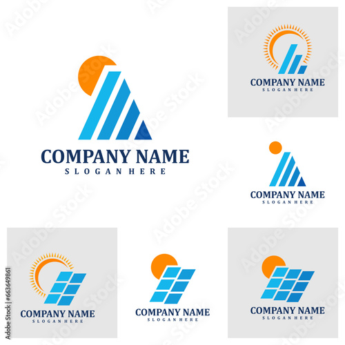 Set of Solar logo design vector. Creative Solar logo concepts template