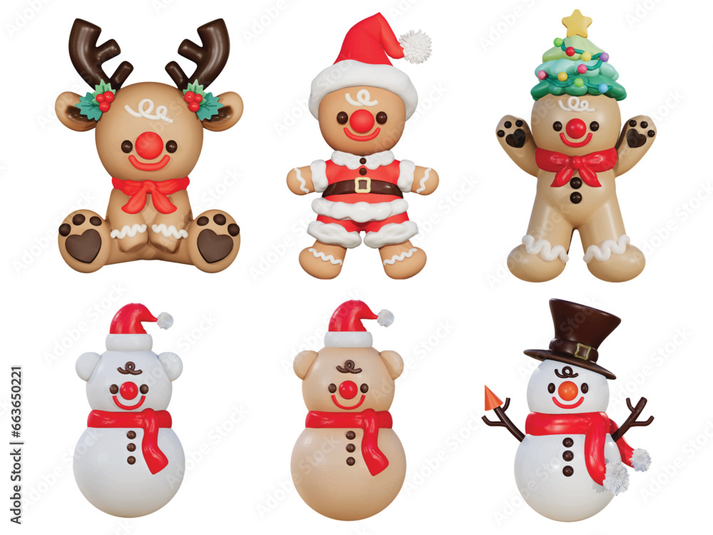 Characters: cookies, bears, and deer in the Christmas festival For decoration and give as a gift