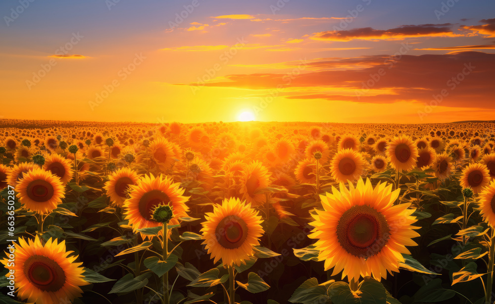 sunflowers are in a field and sun shines on them