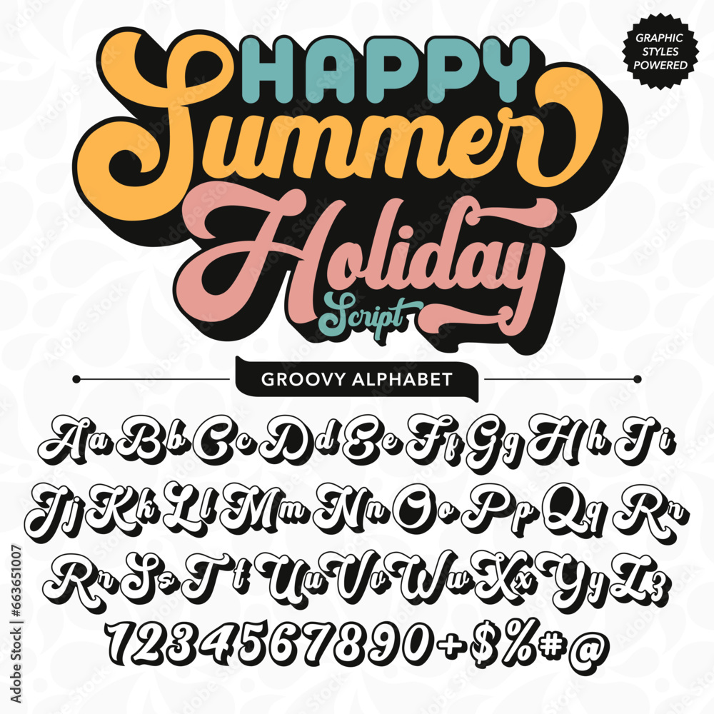 Abstract Black and white Summer Holiday Script Retro Font template