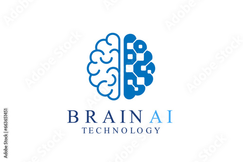 brain logo suitable for technology logo design. brain tech vector logo template. Artificial intelligence logo