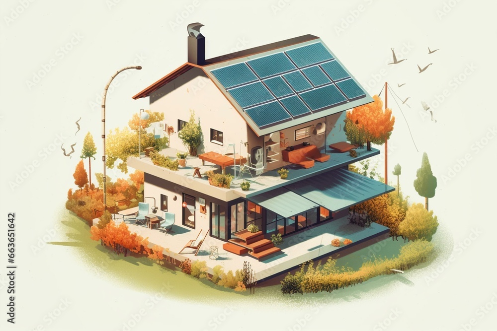 Illustration of energy-efficient house. Generative AI