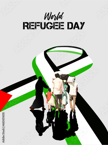Vector illustration of world refugee day, Palestinian refugees, international migrant day.