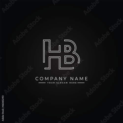 Vector Template for Initial Letter HB Logo - Elegant Monogram Logo for Alphabet H and B