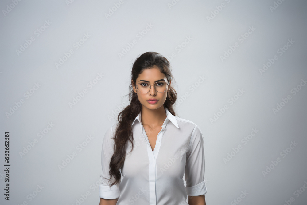 Young and confident woman with eye glasses. Young and confident woman with eye glasses.