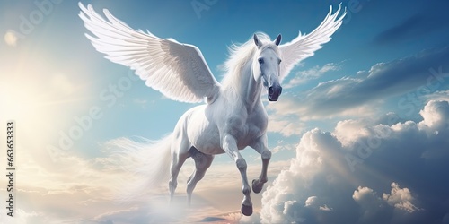 A white horse with wings. © Dibos