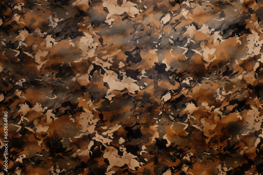 Desert camo military material texture, surface in browns, topers and black Desert camo military material texture, surface in browns, topers and black