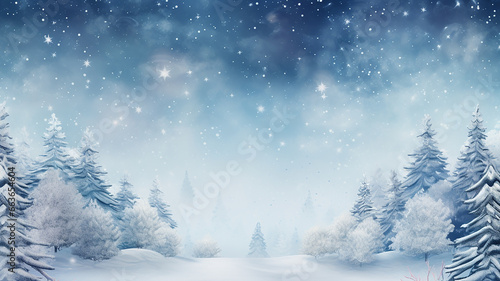 winter village background with snowy trees, photo