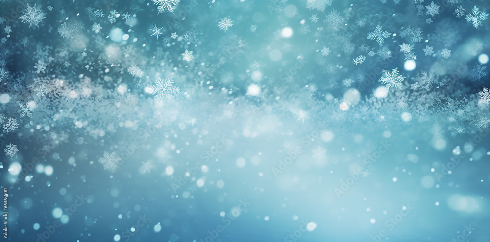 Blur and bokeh snow fall background
