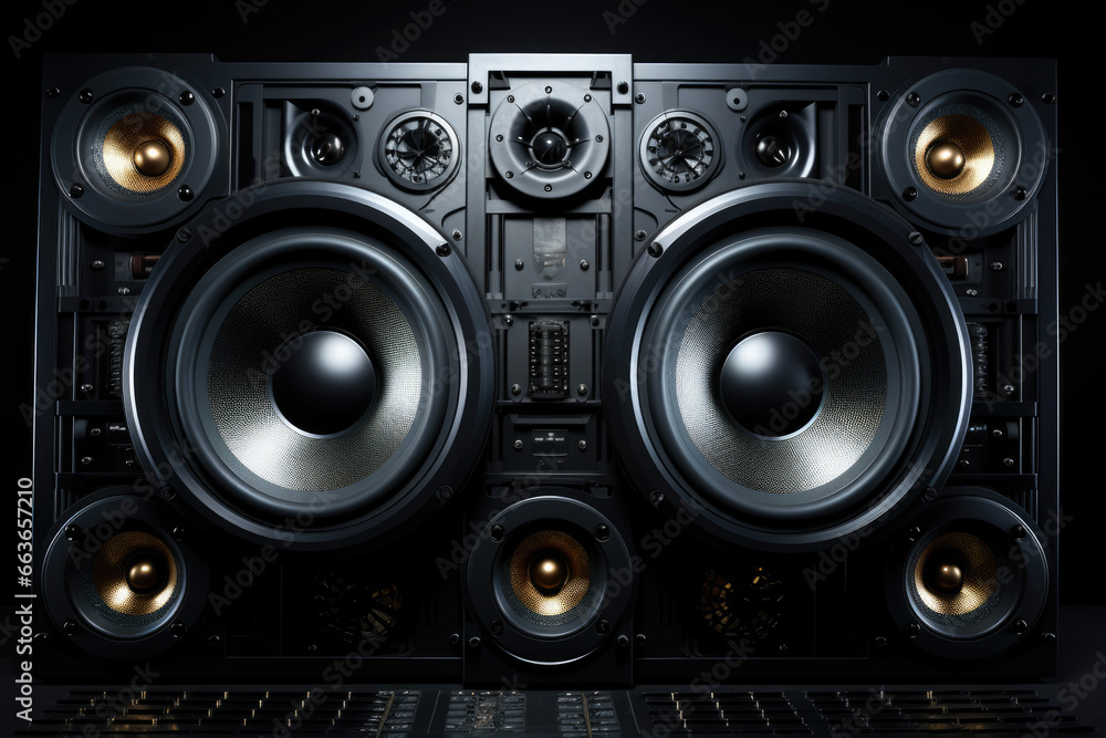 Huge powerful speakers with big dynamics, loud sound concept Huge powerful speakers with big dynamics, loud sound concept