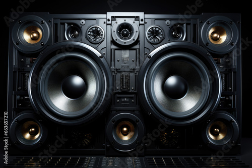 Huge powerful speakers with big dynamics, loud sound concept