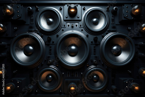 wall of music loudspeakers, quality loud sound concept