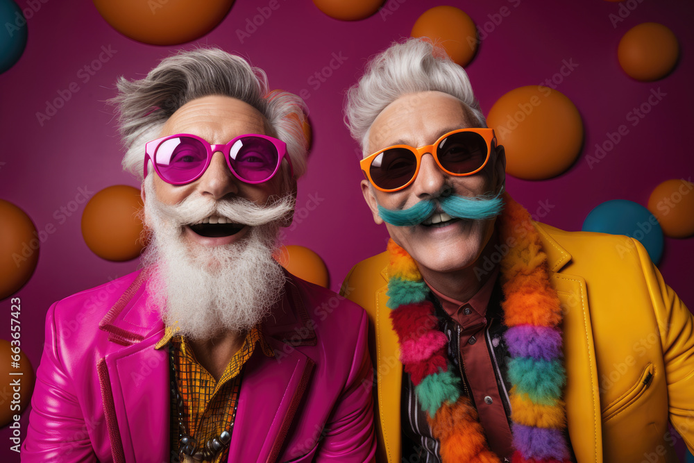 Cool senior old man in bright fashionable clothes Cool senior old man in bright fashionable clothes