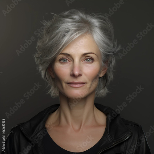 A Portrait of a Middle-Aged Woman With Short Hair