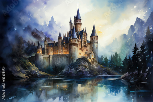 Wallpaper Mural Fairy kingdom, castle in watercolor style Torontodigital.ca