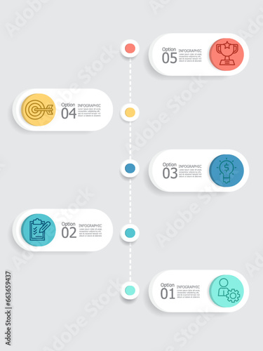 abstract verticle steps timeline infographic element report background with business line icon 5 steps