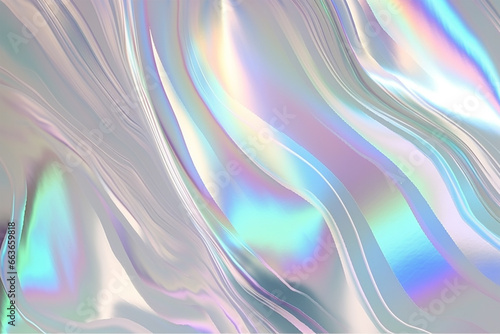 Graphic resources. Silver colorful holographic texture foil background with copy space. Colorful wavy pattern with texture. Generative AI