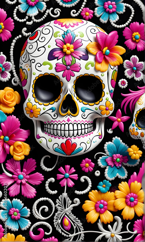 Intricate Sugar Skull Close-Up Intricate Sugar Skull Close-Up