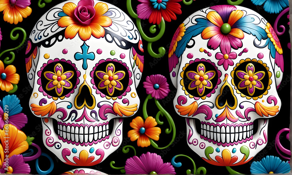 Intricate Sugar Skull Close-Up Intricate Sugar Skull Close-Up