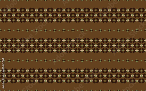 Abstract geometric pattern seamless with diamond and square in coffee brown green n tan color, vector illustration background. For male shirts lady dress print fabric textile garment cover decoration.