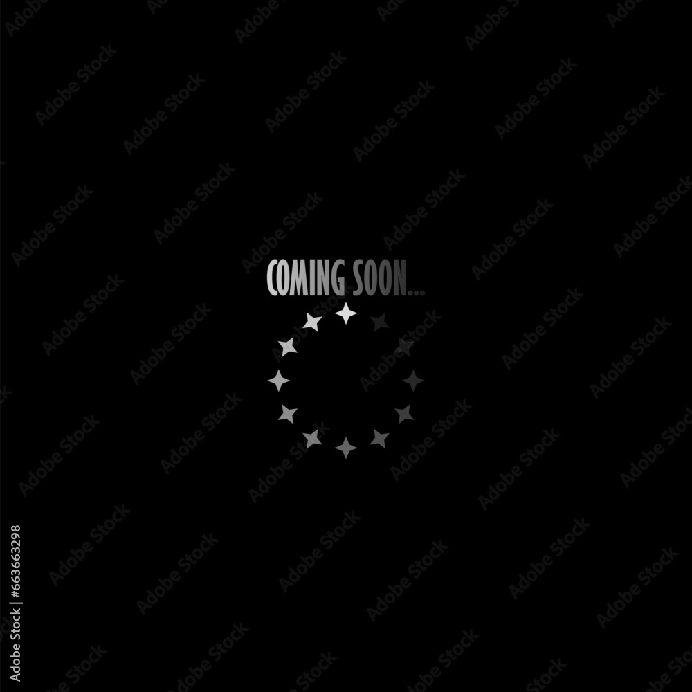 Coming soon icon isolated on dark background