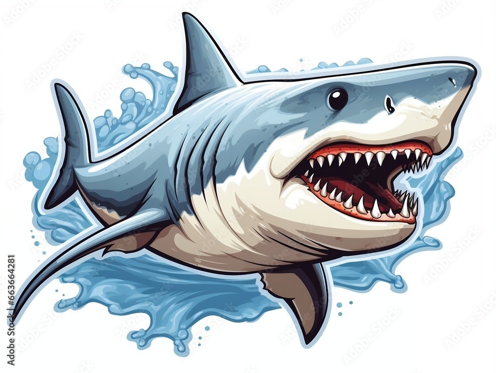 Obraz premium Sticker of a shark for t shirt design vector illustration with isolated background generative ai